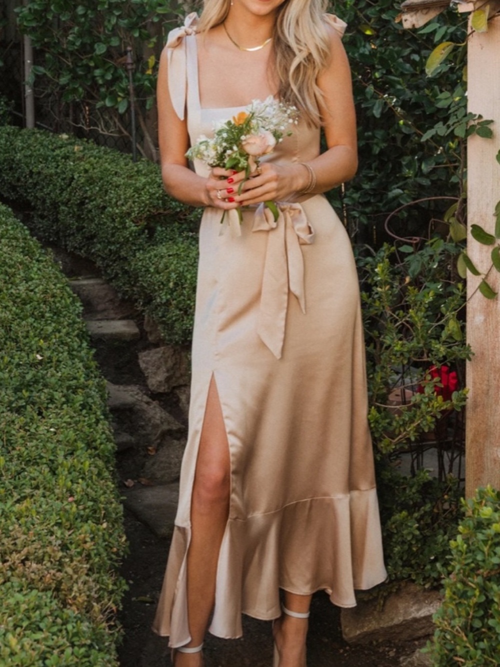 Show Me Your Mumu Satin Claire Dress in Champagne